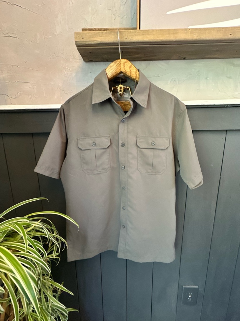 Croft Barrow Mens Quick Dry Green Short Sleeve Button Down M